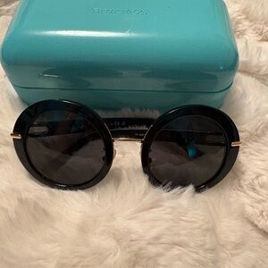 Tiffany &Co. Round Sunglasses with gold trim